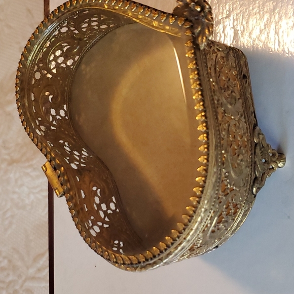 Vintage Filigree Heart TrinketDresser Box